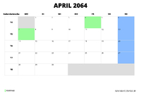 Kalender April 2064 Kalender April 2064 im Querformat