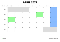 Kalender April 2077 im Querformat
