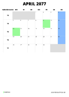 Kalender April 2077 im Hochformat