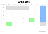 Kalender April 2095 Kalender April 2095 im Querformat