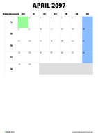 Kalender April 2097 Kalender April 2097 im Hochformat