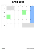 Kalender April 2099 Kalender April 2099 im Hochformat