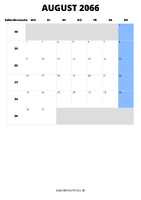 Kalender August 2066 Kalender August 2066 im Hochformat