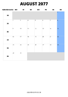 Kalender August 2077 Kalender August 2077 im Hochformat