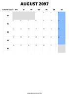 Kalender August 2097 Kalender August 2097 im Hochformat
