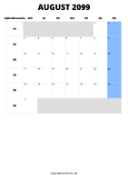 Kalender August 2099 Kalender August 2099 im Hochformat