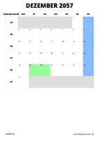 Kalender Dezember 2057 Kalender Dezember 2057 im Hochformat