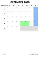 Kalender Dezember 2059 Kalender Dezember 2059 im Hochformat