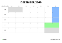 Kalender Dezember 2060 Kalender Dezember 2060 im Querformat