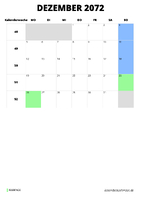 Kalender Dezember 2072 Kalender Dezember 2072 im Hochformat