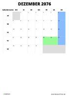 Kalender Dezember 2076 Kalender Dezember 2076 im Hochformat