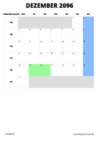 Kalender Dezember 2096 Kalender Dezember 2096 im Hochformat