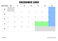 Kalender Dezember 2099 Kalender Dezember 2099 im Querformat