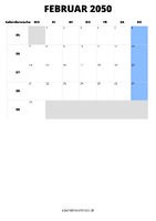 Kalender Februar 2050 Kalender Februar 2050 im Hochformat