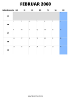 Kalender Februar 2060 Kalender Februar 2060 im Hochformat