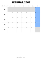Kalender Februar 2065 Kalender Februar 2065 im Hochformat