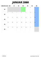 Kalender Januar 2060 Kalender Januar 2060 im Hochformat