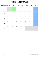 Kalender Januar 2064 Kalender Januar 2064 im Hochformat