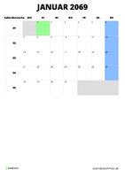 Kalender Januar 2069 Kalender Januar 2069 im Hochformat