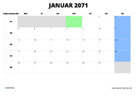 Kalender Januar 2071 Kalender Januar 2071 im Querformat
