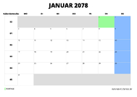 Kalender Januar 2078 Kalender Januar 2078 im Querformat