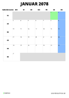 Kalender Januar 2078 Kalender Januar 2078 im Hochformat