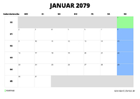 Kalender Januar 2079 Kalender Januar 2079 im Querformat