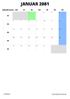 Kalender Januar 2081 Kalender Januar 2081 im Hochformat
