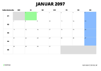 Kalender Januar 2097 Kalender Januar 2097 im Querformat