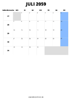 Kalender Juli 2059 im Hochformat
