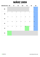 Kalender März 2059 im Hochformat