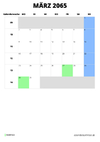Kalender März 2065 im Hochformat