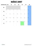 Kalender März 2097 im Hochformat