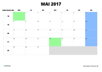 Kalender Mai 2017 im Querformat