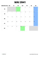 Kalender Mai 2041 im Hochformat