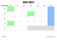Kalender Mai 2051 im Querformat