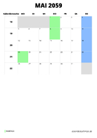Kalender Mai 2059 im Hochformat