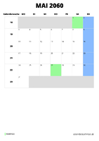 Kalender Mai 2060 im Hochformat