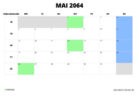 Kalender Mai 2064 im Querformat