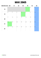 Kalender Mai 2065 im Hochformat