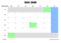 Kalender Mai 2066 im Querformat