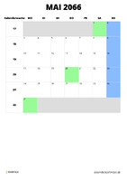 Kalender Mai 2066 im Hochformat
