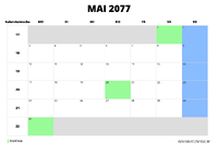 Kalender Mai 2077 im Querformat