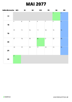 Kalender Mai 2077 im Hochformat