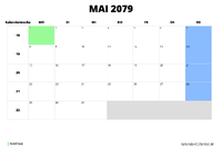 Kalender Mai 2079 im Querformat