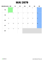 Kalender Mai 2079 im Hochformat