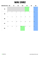Kalender Mai 2082 im Hochformat