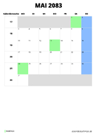 Kalender Mai 2083 im Hochformat