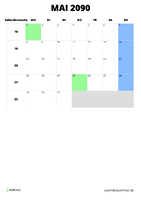 Kalender Mai 2090 im Hochformat