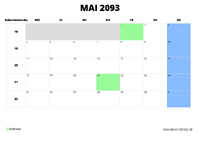 Kalender Mai 2093 im Querformat